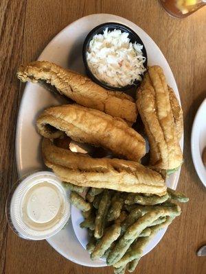 Baby flounder with slaw and fried green beans