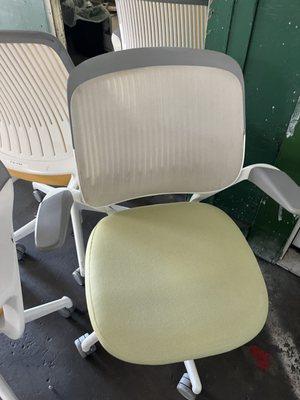 Stain gone in green seating.