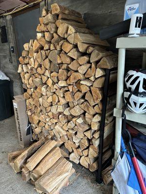 Here's the wood that they delivered and stacked.