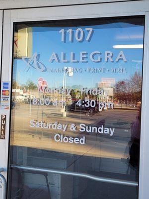 Allegra Pekin store hours.