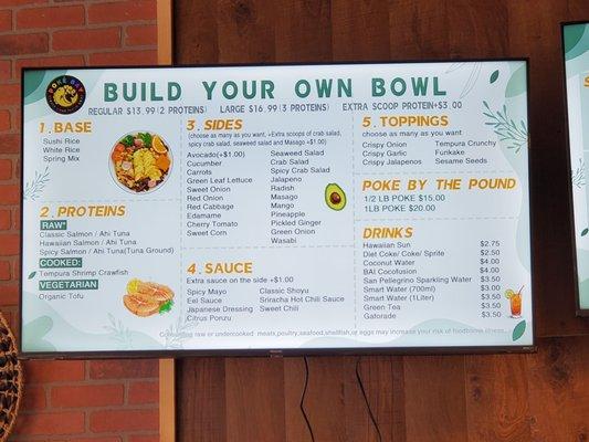 Build your own bowl menu