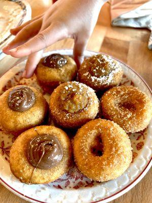 Nutella and sea salt, brandy apple butter (seasonal), and cinnamon sugar