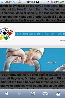 He is a member of Issporth the international society for sport injury of the hand