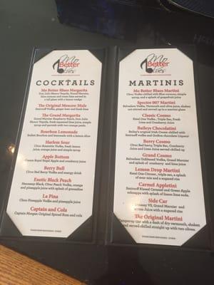 Cocktail menu