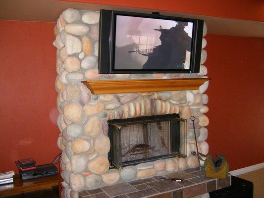 This was one of the hardest Fireplace Mounting jobs we have taken.