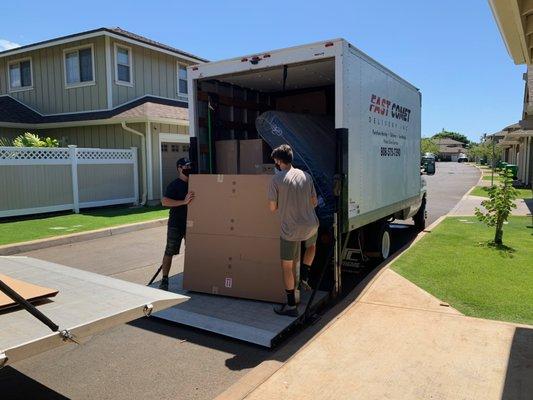 Unloading furniture