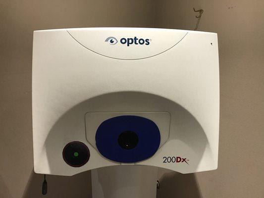 Optos machine helps the Doctor evaluate the retina without using any dilating drops. Perfect for diabetic patients.