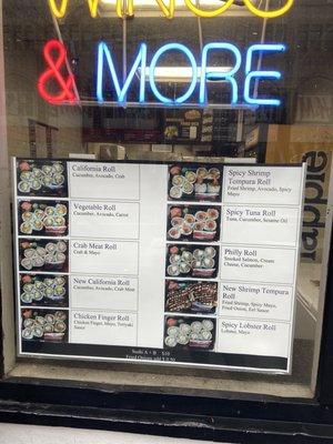 Sushi menu