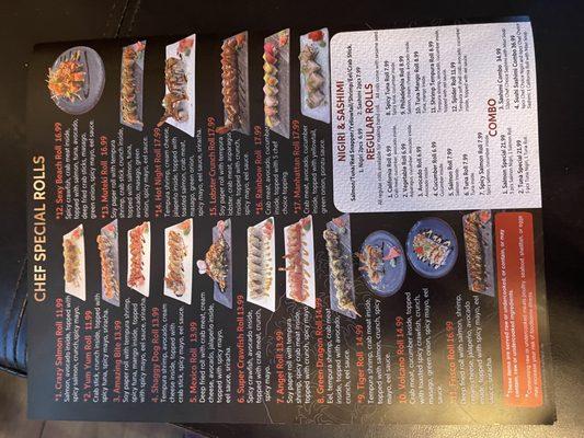 Rolls menu