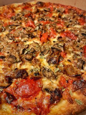 Medium Pepperoni, Sausage and Mushroom Pizza