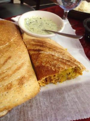 Lamb dosa with coconut curry