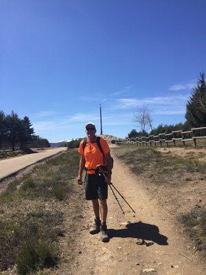 Camino de Santiago, Spain. 575 miles on foot, with pack, over three mountain ranges. 18 months after Mark Woolf, M.D. replaced my hip.