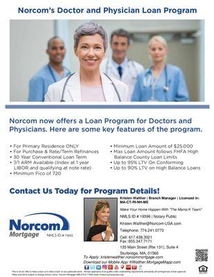 ATTENTION Doctors and Physicians. Norcom now offers a program especially for you! Check out the key features of this program.