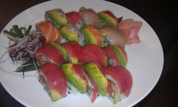 Rainbow roll (top) and a Midnight Lover roll