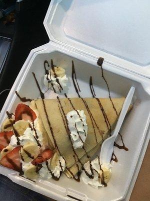 Strawberries and bananas crepe