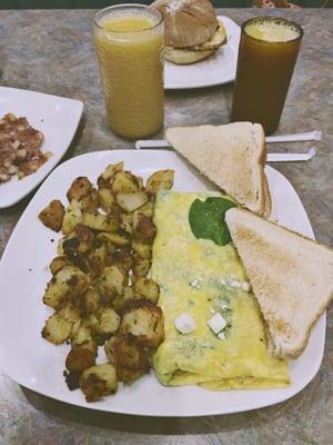 Spinach and feta omelette