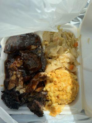 Jerk Chicken, Cabbage, Mac and Cheese