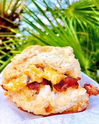 Fried Chicken Biscuit add bacon and pimento