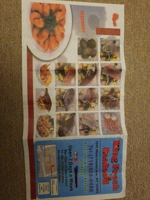 King Fresh Seafood Menu 3