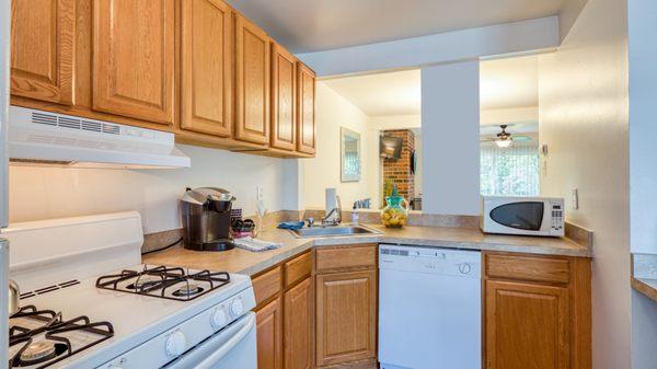 Kitchen with pass through window