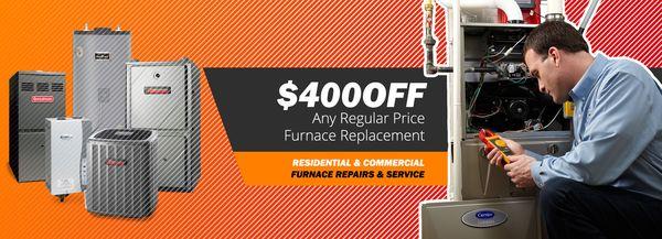 Get $400 OFF Furnace Replacements