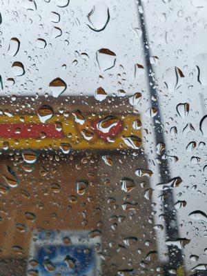 Rainy stop, grateful for clean restrooms, hot water and good prices for gasoline