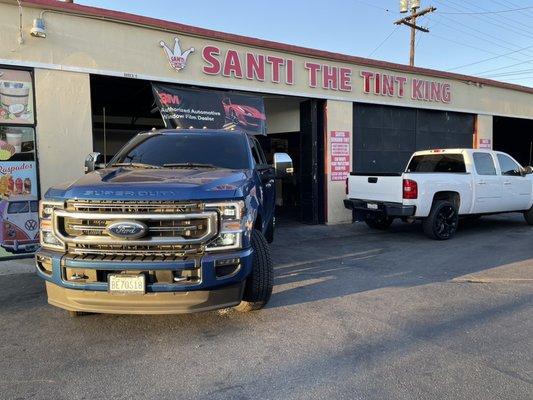 Ford super duty with crystalline tint all around including front windshield. Tint done by the best Santi The Tint King