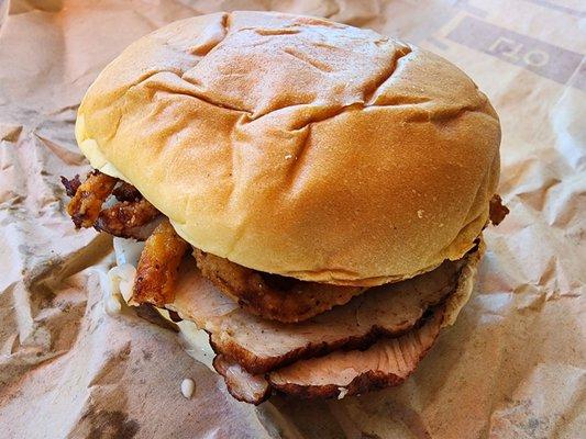 Deep fried turkey gobbler sandwich