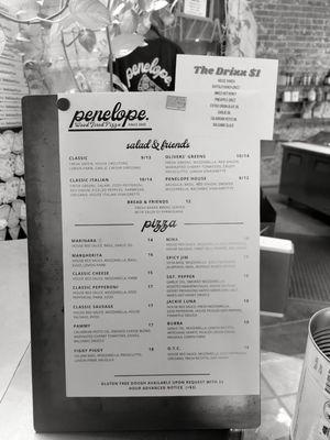 Penelope pizza menu