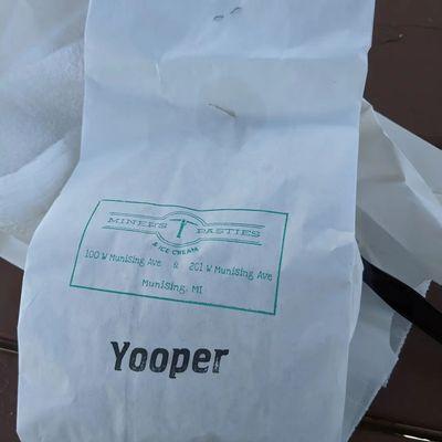 Bag holding one Yooper pastie