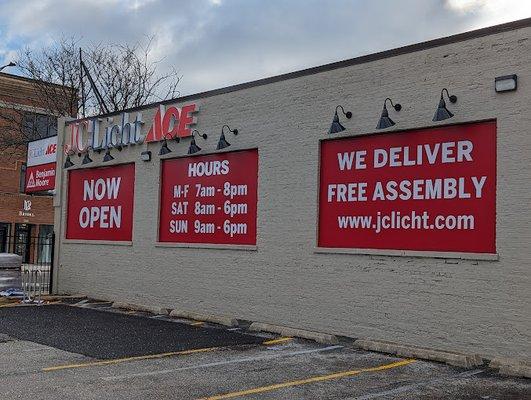 Exterior of store with sign