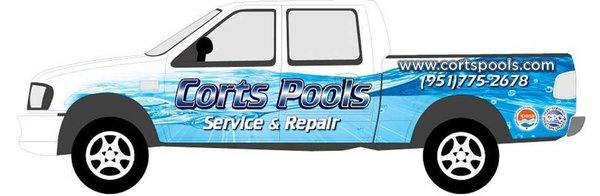 Corts Pools Service truck