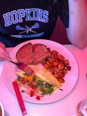 Veggie Omelette with toast and home fries