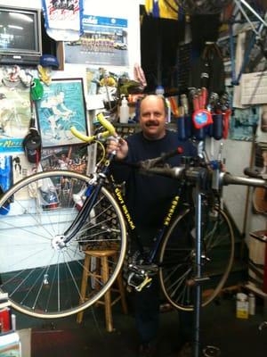 Mike doing what he does best, making lovely bikes come back to life