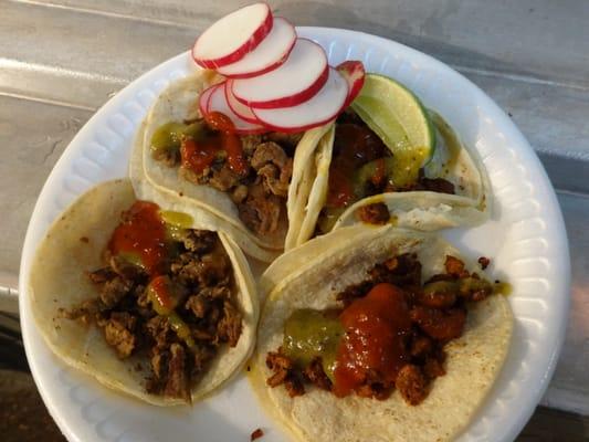 Asada and Al Pastor Tacos, after sauce