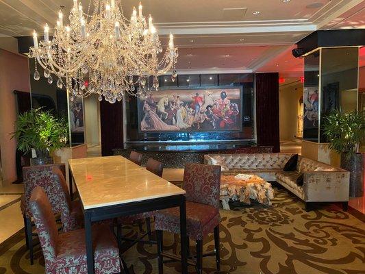 Lobby, beautiful chandelier.