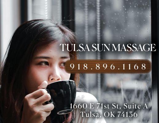 Indulge in blissful relaxation at Tulsa Sun Massage, where tranquility and rejuvenation converge in Tulsa.