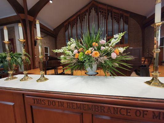 Memorial arrangement in St. John's UMC.