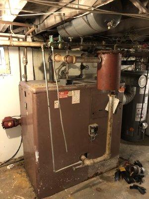 old oil hydronic boiler