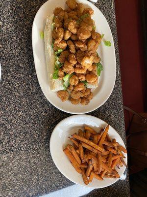 Fired Shrimp Poboy with Sweet Potato Fires