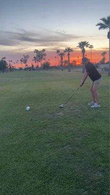 Sunset over the course