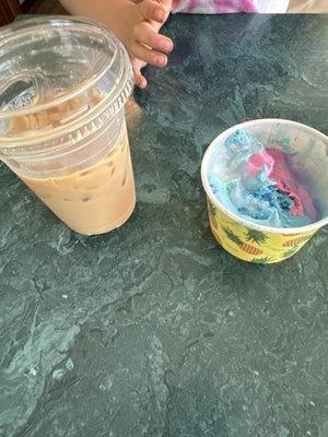 Cotton candy and fruity pebbles ice cream! Cold brew with cream and cane sugar.