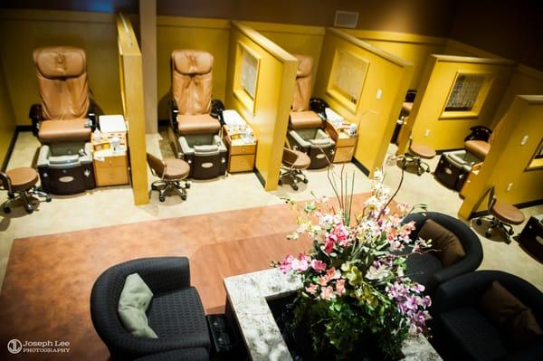 Nails & Co.'s state of the art pedicure stations, designed for your comfort.