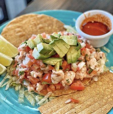 Shrimp ceviche tostada