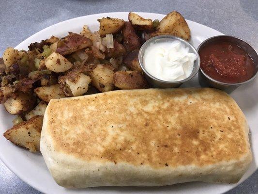 Breakfast burrito with Cajun homefries