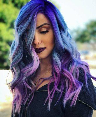 Purple highlights are in for 2018. Come in for free consultation.