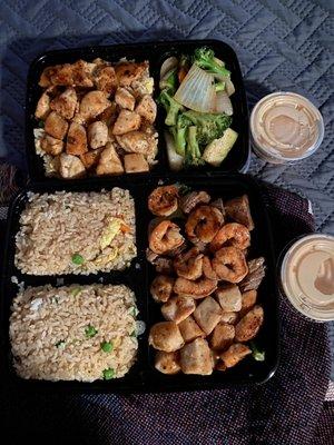 Chicken hibachi with fried rice -top Steak, chicken, shrimp, hibachi with fried rice