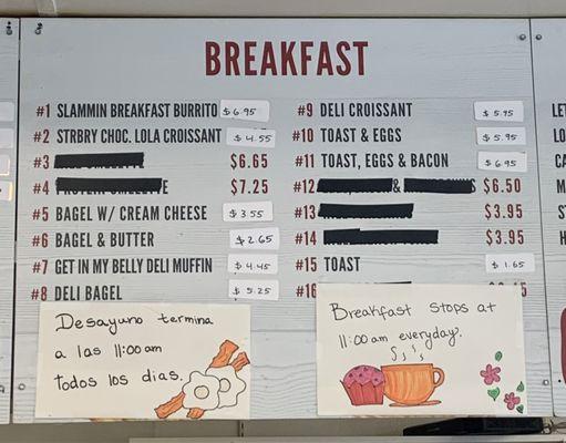 Breakfast Menu