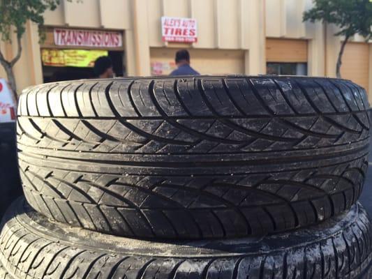 Close up of a used tire