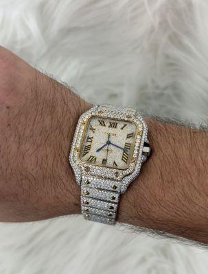 Moissanite Cartier Santos 2 Tone Gold